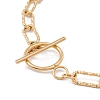 304 Stainless Steel Textured Paperclip Chains Necklace for Women NJEW-P263-02G-3