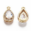 Brass Micro Pave Clear Cubic Zirconia Charms KK-S360-048-NF-3