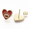 Brass Enamel Stud Earrings EJEW-S208-052-3