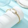 Twisted Wire Wrapped Natural Baroque Keshi Pearl Cuff Bangles for Women BJEW-JB13961-2