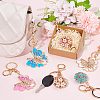 6Pcs 6 Style Butterfly & Flower Pendant Keychain KEYC-CP0001-09-5