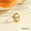 304 Stainless Steel Pave Clear Cubic Zirconia Cuff Open Rings FS-WG263B4-03-1
