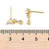 Brass Micro Pave Clear Cubic Zirconia Stud Earrings EJEW-R016-26G-02-5