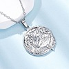 Flat Round with Wolf 304 Stainless Steel Pendant Necklaces NJEW-H059-04P-1