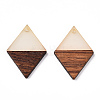 Walnut Wood & Luminous Glow in the Dark Resin Pendants RESI-N039-76-4