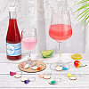 24Pcs 8 Colors Flat Round Wood & Tassel Dangle Wine Glass Charms AJEW-BC0003-13-6