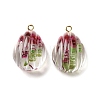 Inner Dried Flower Transparent Resin Pendants LS-RESI-A043-06B-1