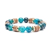 Natural Coconut & Quartz Beaded Stretch Bracelet for Women BJEW-JB07546-01-1