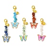 Alloy Enamel Butterfly Pendant Decorations HJEW-JM01555-S-1