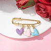 Heart Alloy Enamel Charms Safety Pin Brooch JEWB-BR00133-2