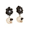 Flower with Skull Acrylic & Plastic Pearl Dangle Stud Earrings FS-WG9B583-01-5