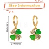 Four Leaf Clover Hoop Earrings Alloy Huggie Hoop Earrings Green Shamrock Hoop Earrings Rhinestone Hoop Earrings St Patrick's Day Ear Jewelry Gift for Women JE1083A-2
