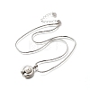 304 Stainless Steel Pave Shell Pearl Flat Round Pendant Necklaces for Women NJEW-U031-02P-2