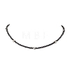 Brass and Faceted Round Natural Black Spinel Beaded Necklaces for Women NJEW-JN05657-01-3