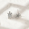 Brass Micro Pave Clear Cubic Zirconia Stud Earrings EJEW-R016-26P-03-3