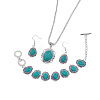 Bohemian Style Oval Synthetic Turquoise Pendant Necklace & Dangle Earrings & Link Bracelets FS-WGA6DB3-01-6