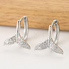 Brass Clear Cubic Zirconia Fishtail Hoop Earrings WGDD127-02-1