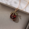 Dragonfly Teardrop Glass Pendant Necklaces PW-WG4D3BA-06-1