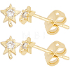 Beebeecraft 5 Pairs Star Shape Brass Micro Pave Clear Cubic Zirconia Stud Earring Findings ZIRC-BBC0002-55-1