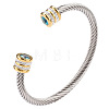 March Twisted Stainless Steel Rhinestone Open Cuff Bangles VG2033-3-1