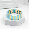 Baking Paint Alloy Rectangle Beaded Stretch Bracelets FS-WGFC15B-02-1