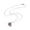 Natural Gemstone Cage Pendant Necklace with 304 Stainless Steel Cable Chains for Women NJEW-JN03905-01-4