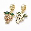 Brass Micro Pave Cubic Zirconia European Dangle Charms ZIRC-F074-05G-2