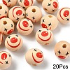 20Pcs Printed Wood European Beads WOOD-YW0001-55E-1