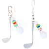 2Pcs 2 Styles Golf Plastic & Alloy Pendant Decorations HJEW-BM0001-40-1