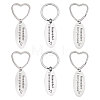 GOMAKERER 6Pcs 2 Styles Mother's Day Oval with Word Remember I Love You Mom Stainless Steel Keychain AJEW-GO0001-57-8