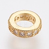 Brass Micro Pave Cubic Zirconia Rondelle Wheel European Beads LS-ZIRC-F083-094G-RS-1