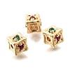 Brass Micro Pave Colorful Cubic Zirconia Beads KK-N289-25G-1
