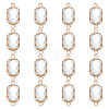 16Pcs Brass Pave Clear Glass Connector Charms FIND-BC0013-16G-1