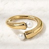 304 Stainless Steel with Imitation Pearl Cuff Open Rings for Women RJEW-Z144-01G-03-1