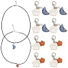 Waxed Cotton Cord & Gemstone Star/Moon Pendant Necklaces & Alloy Enamel Paw Print Pendant Decorations for Pet Decorations SJEW-DR00001-1