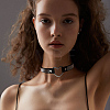Punk-style Black Imitation Leather Crystal Rhinestone Chocker Necklaces NJEW-CL0001-30-6