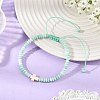 Adjustable Dyed Synthetic Turquoise Religion Cross & Ombre Effect Dyed Glass Rondelle Braided Bead Bracelets BJEW-JB14309-4