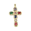 Real 18K Gold Plated Brass Micro Pave Random Color Cubic Zirconia Pendants KK-A209-07D-G-1