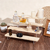 4 Layers Clear Acrylic with Wooden Tiered Bracelet Organizer Display Stands for Bangles BDIS-WH0011-08-4