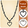 ANATTASOUL 2Pcs 2 Colors Alloy Heart Pendant Necklace with Thorn Chains for Women NJEW-AN0001-68-3