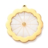 Carved Natural White Shell 304 Stainless Steel Pendants SH-K002-01C-G-1