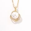 Brass Pave Clear Cubic Zirconia Pendant Necklaces ER6847-4