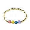 Flat Round Drawbench Acrylic Beads Stretch Bracelets BJEW-JB06677-2