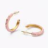 Brass Enamel Half Hoop Earrings EJEW-L234-046-3