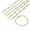 Brass Glass Flower Link Chain Bracelets KK-CBA7DFA-01G-A-2
