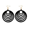 Hollow Out Flat Round Wood Dangle Earrings FS-WGEA979-02-1