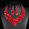 Teardrop Alloy Rhinestone Bib Necklaces & Earrings Sets for Women WG716F5-01-1