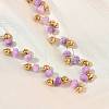 304 Stainless Steel & Rondelle Natural Amethyst Beaded Necklaces for Women NJEW-C119-03B-1