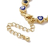 Enamel Evil Eye & Cubic Zirconia Heart Link Chain Bracelet BJEW-H555-01A-4