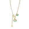 Summer Beach 304 Stainless Steel Enamel Shell Shape Pendant Necklaces with White Plastic Pearl for Women WGC94A0-01-6